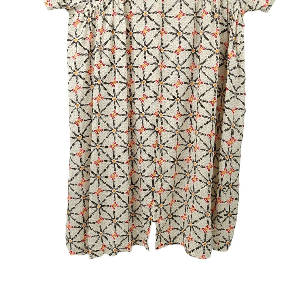 Free People Geometric Floral Tunic Trapeze Dress S High Low White Orange Boho - Picture 15 of 16